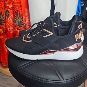 Puma Black Sneakers with Rose Gold Accents